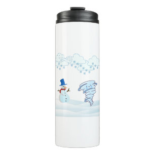Cute winter snowman and wind thermal tumbler