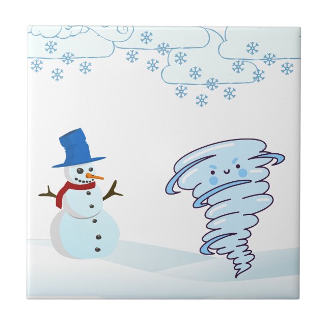Cute winter snowman and wind tile (Front)