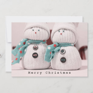 Cute Winter Snowman Couple with Scarves Holiday Card