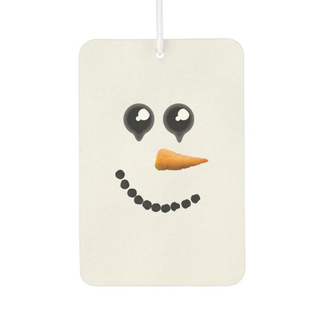 Cute Winter Snowman Face Car Air Freshener (Front)