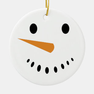 Cute Winter Snowman Face Festive Holiday Ornament