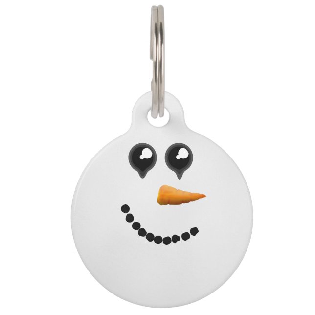 Cute Winter Snowman Face Pet Tag (Back)