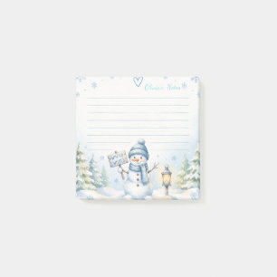 Cute Winter Snowman Lined Custom Sticky Notes