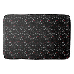 Cute Winter Snowman Pattern Black Bath Mat