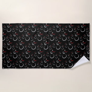 Cute Winter Snowman Pattern Black Beach Towel