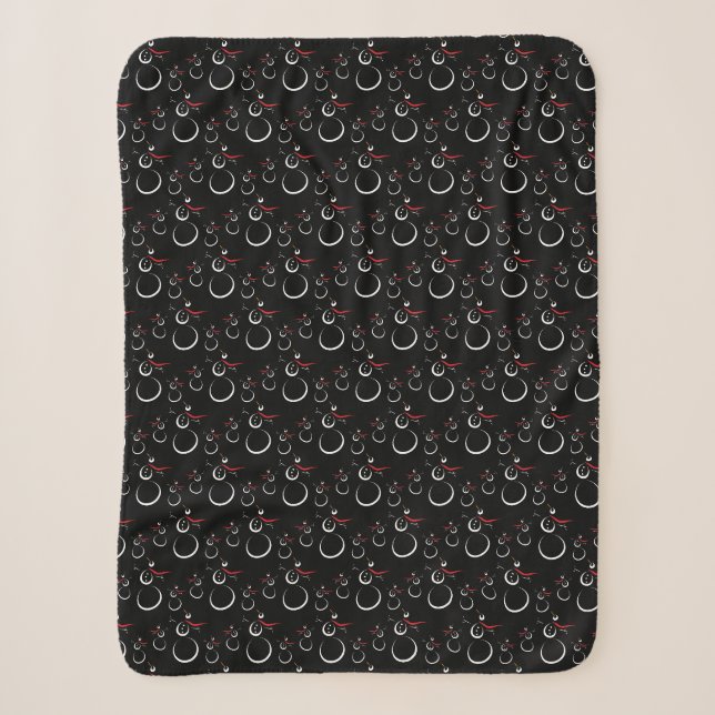 Cute Winter Snowman Pattern Black Sherpa Blanket (Front)