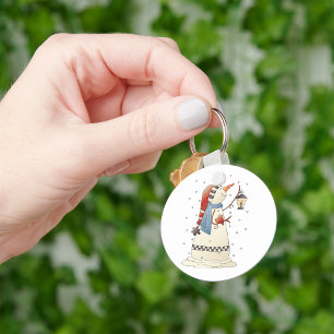 Cute Winter Snowwoman with Lantern  Keychain