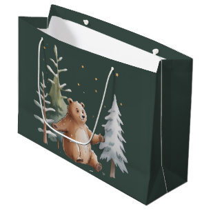 Cute Winter Snowy Bear Whimsical Woodland Winter Large Gift Bag