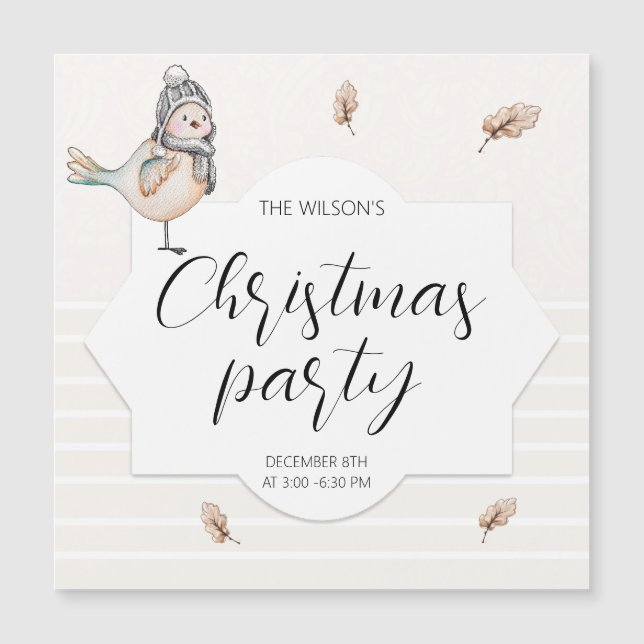 Cute Winter Sparrow Watercolor Illustration (Front)