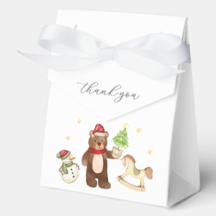 Cute Winter Teddy Bear Snowman Baby Shower Favor Box