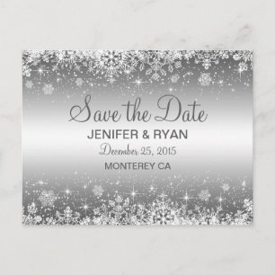 Cute winter wedding save the date postcard