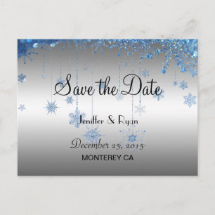 Cute winter wedding save the date postcard