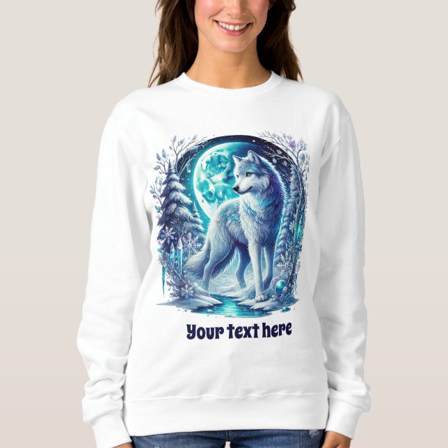 Cute Winter wolf customizable Sweatshirt (Front)