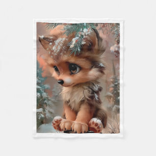 Cute Winter Wolf Pup Snow Blanket