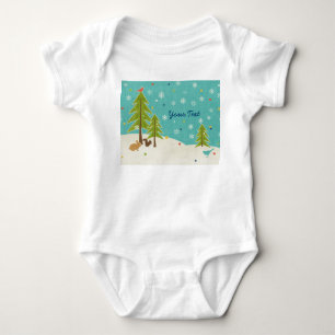 Cute Winter Wonderland Woodland Scene personalized Baby Bodysuit