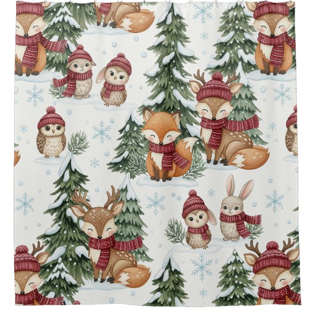 Cute Winter Woodland Animals Christmas Pattern (Front)