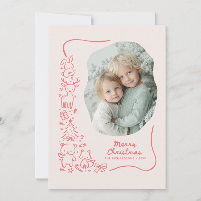 Cute Winter Woodland Christmas Greeting Photo Holiday Card (Front)