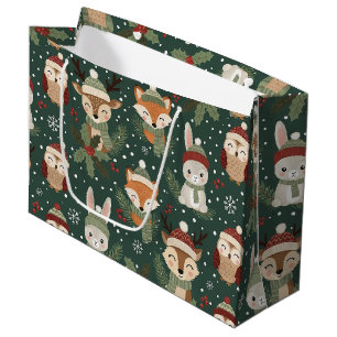 Cute Winter Woodland Friends – Holiday Animal (1) Large Gift Bag