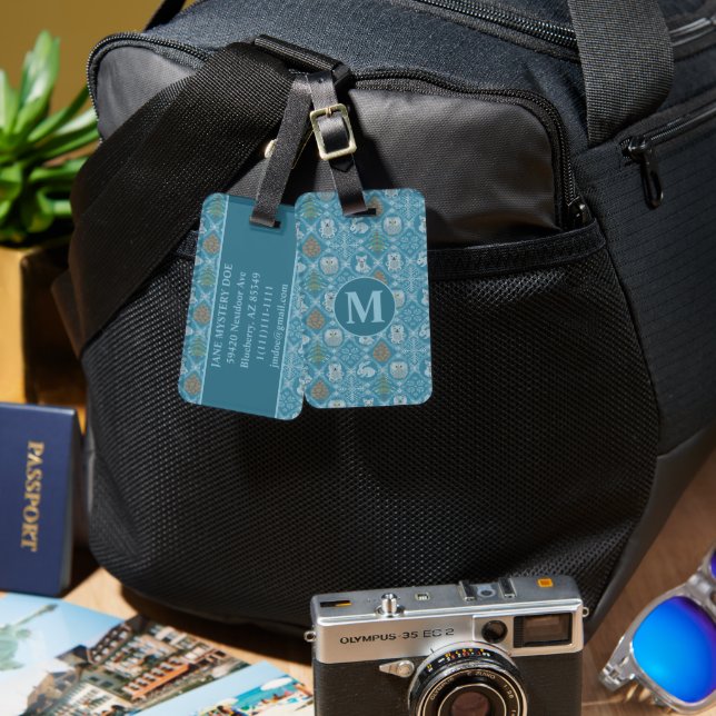Cute Winter Woodland Luggage Tag (Front & Back)