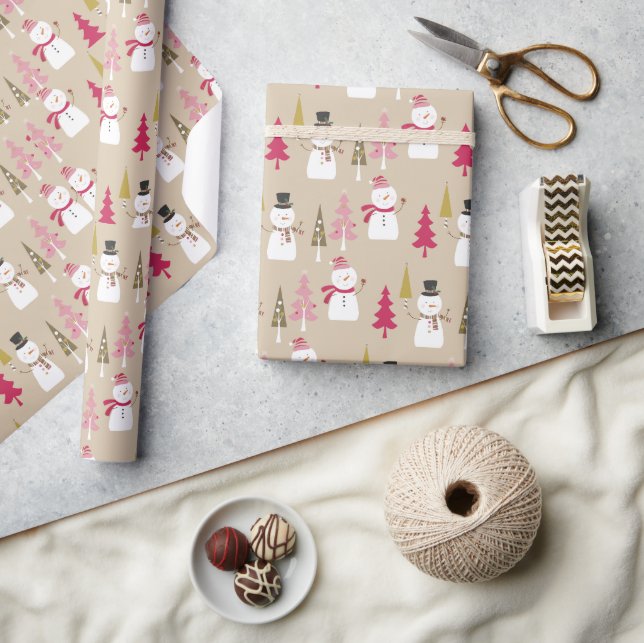 CUTE WINTER WOODLAND SNOWMAN CHRISTMAS WRAPPING PAPER (Crafts)