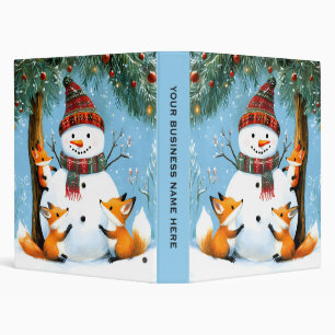 Cute Winter Woodland Snowman Foxes Binder