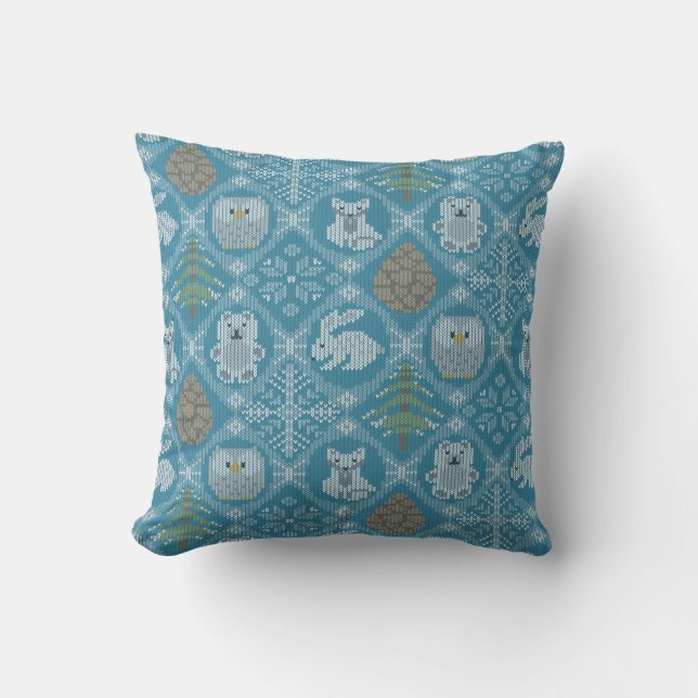 Cute Winter Woodland Throw Pillow (Front)