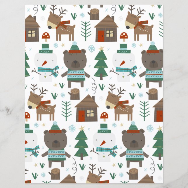 Cute Winter Woods Scrapbook Paper (Front)