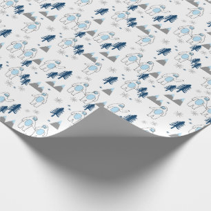 Cute Winter Yeti Holiday white Wrapping Paper