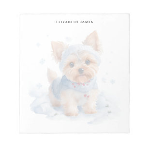 Cute winter Yorkshire Terrier Dog personalized Notepad