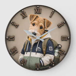 Cute Wire Fox Terrier Puppy  Large Clock