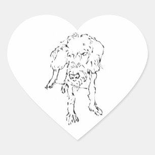 Cute Wire Haired Dachshund Dog Heart Sticker