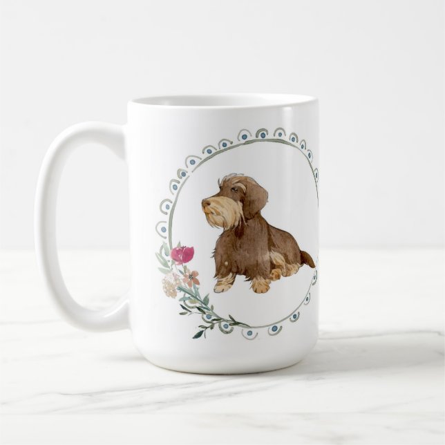 Cute Wirehair Dachshund tasse en céramique (Gauche)