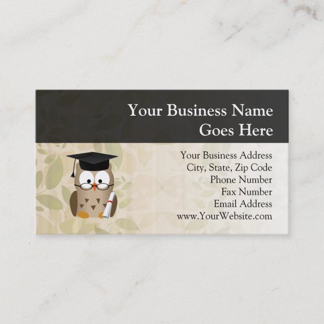 Cute Wise Owl Graduate Business Card (Front)