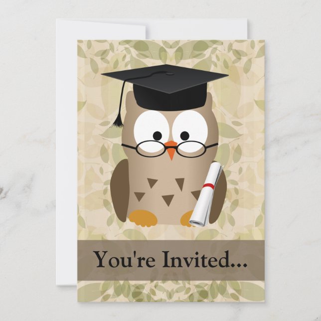 Cute Wise Owl Graduate Invitation (Front)