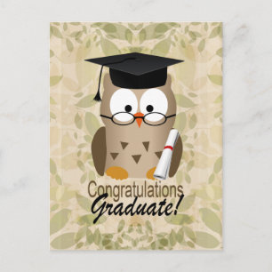 Cute Wise Owl Graduate Postcard