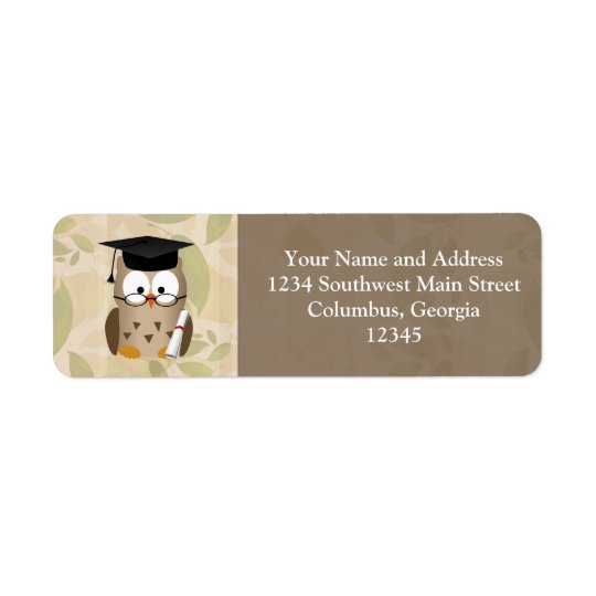Cute Wise Owl Graduate Return Address Label