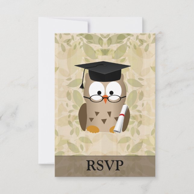 Cute Wise Owl Graduate RSVP Card (Front)
