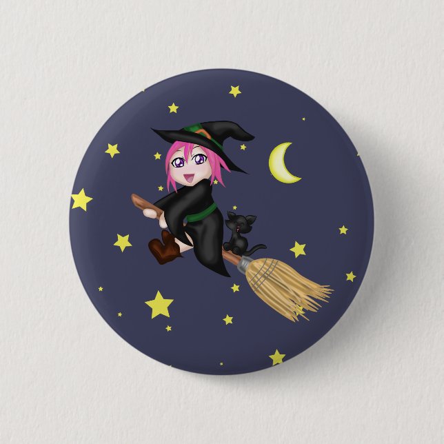 Cute Witch 2 Inch Round Button (Front)