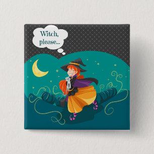 Cute Witch 2 Inch Square Button