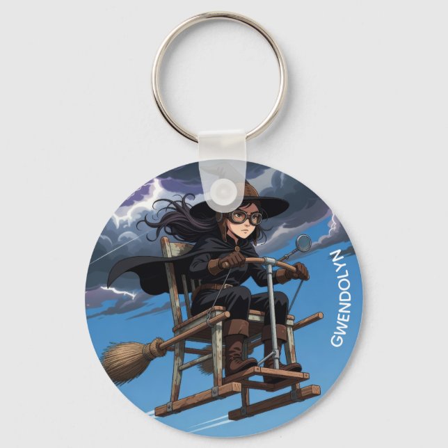 Cute Witch Aviator Keychain (Front)