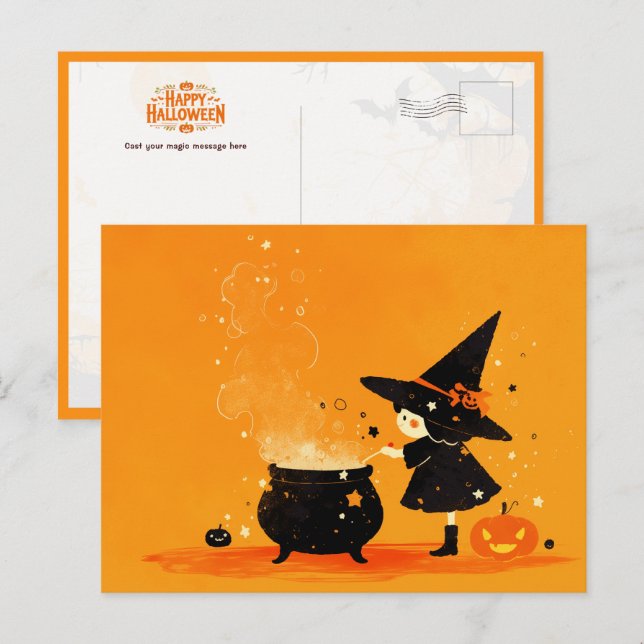 Cute Witch Brewing Magic Potion Postcard (Front/Back)