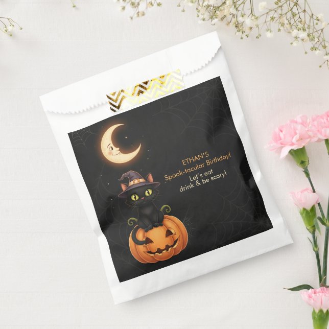 Cute Witch Cat and Pumpkin Birthday Favour Bag (Sealed)
