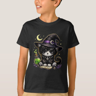 Cute witch cat dark magic gothic aesthetic T-Shirt