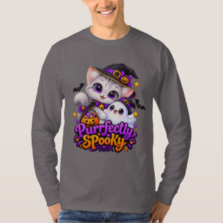 Cute Witch Cat Halloween Long Sleeve T-Shirt