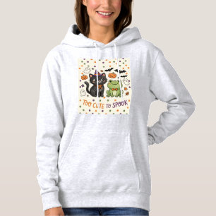 Cute Witch Cat Halloween Too Cute to Spook Hoodie