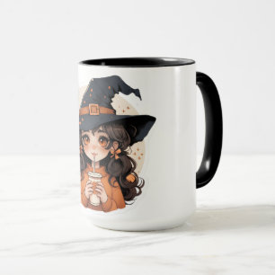 Cute Witch Coffee Mug   Cozy Autumn Aesthetic Hall