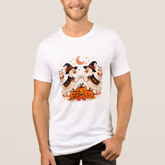 Cute Witch Ducks Fist Bump Halloween Pumpkins Autu Tri-Blend Shirt