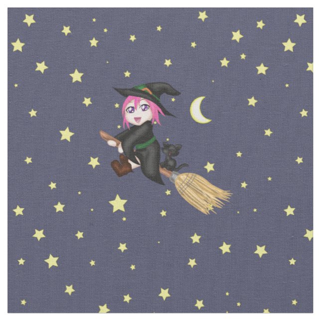 Cute Witch Fabric (Close Up)