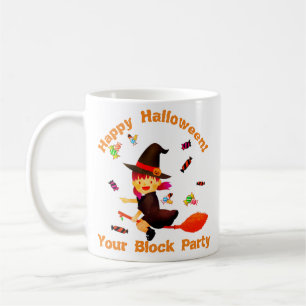 Cute Witch Flying on her Broom Halloween Coffee Mug