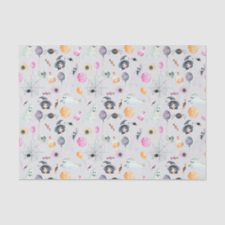 Cute Witch Ghost and Spiders Tissue Paper